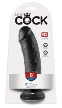 King Cock - Realistyczne Dildo Z Żyłkami I Przyssawką 20 CM Czarny Kolor Skóry King Cock