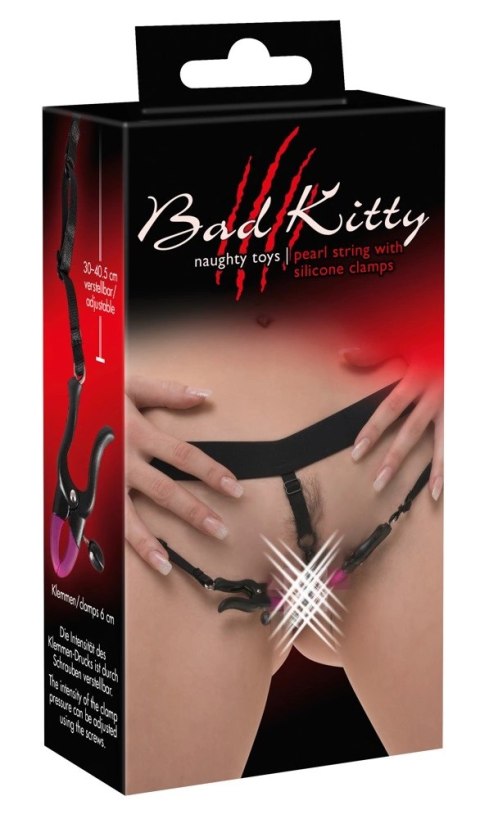 Bad Kitty - Czarne Stringi Z Zaciskami Na Wargi Sromowe Bad Kitty Bad Kitty - Czarne Stringi Z Zaciskami Na Wargi Sromowe Bad Kitty