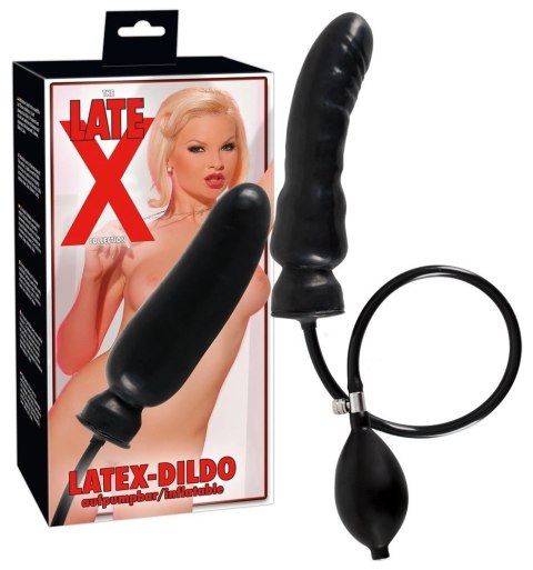 LATE X - Nadmuchiwane Lateksowe Czarne Dildo 20 CM Late X LATE X - Nadmuchiwane Lateksowe Czarne Dildo 20 CM Late X