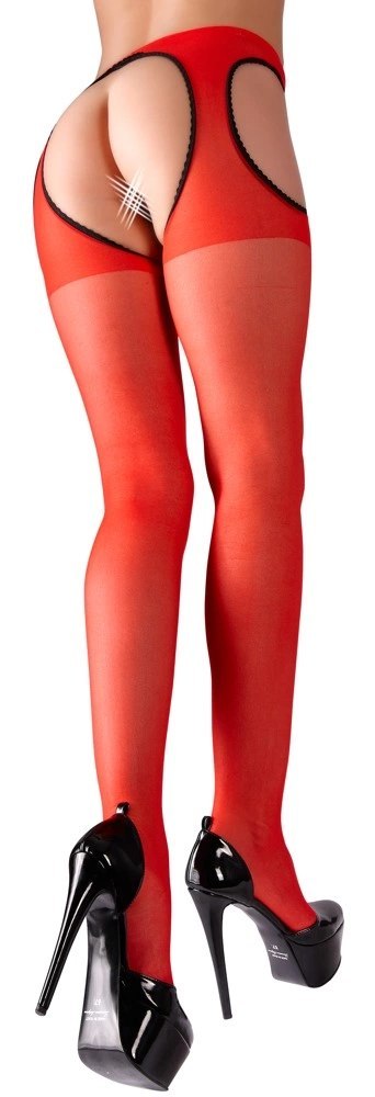 Cottelli LEGWEAR - Czerwone Rajstopy Z Pasem Do Pończoch L/XL Cottelli LEGWEAR Cottelli LEGWEAR - Czerwone Rajstopy Z Pasem Do Pończoch L/XL Cottelli LEGWEAR