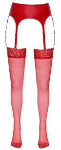 Cottelli LEGWEAR - Klasyczne Czerwone Pończochy Z Elegancką Koronką 2 Cottelli LEGWEAR