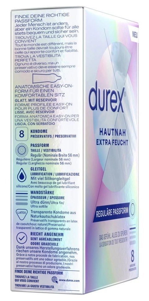 Durex - Najcieńsze Prezerwatywy Lateksowe Nawilżone Hautnah Classic Extra Feucht 8 szt Durex Durex - Najcieńsze Prezerwatywy Lateksowe Nawilżone Hautnah Classic Extra Feucht 8 szt Durex