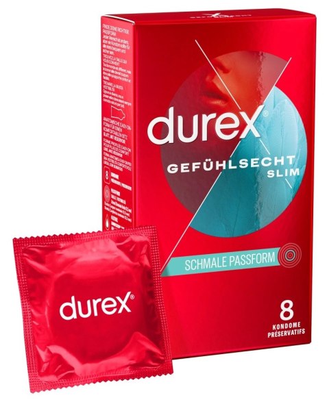 Durex - Prezerwatywy Pokryte Lubrykantem Ze Smoczkiem Gefühlsecht Slim Fit 8 szt Durex Durex - Prezerwatywy Pokryte Lubrykantem Ze Smoczkiem Gefühlsecht Slim Fit 8 szt Durex
