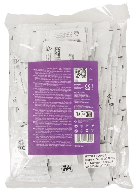Secura Extra Large - Prezerwatywy Extra Duże 100pcs Bag Secura Secura Extra Large - Prezerwatywy Extra Duże 100pcs Bag Secura