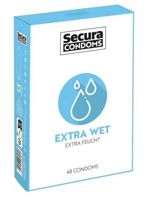 Secura Extra Wet - Prezerwatywy Z Mokrą Powłoką Na Bazie Silikonu 48pcs Box Secura Secura Extra Wet - Prezerwatywy Z Mokrą Powłoką Na Bazie Silikonu 48pcs Box Secura