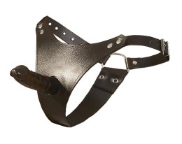 ZADO - Regulowane Stringi Z Lateksowym Dildo Czarne S-L ZADO