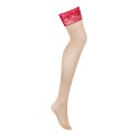 Obsessive - Seksowne Pończochy Z Czerwoną Koronką Lacelove XL/2XL Obsessive
