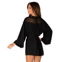 Obsessive - Seksowny Peniuar Koronkowy Bellastia Czarny XL/2XL Obsessive