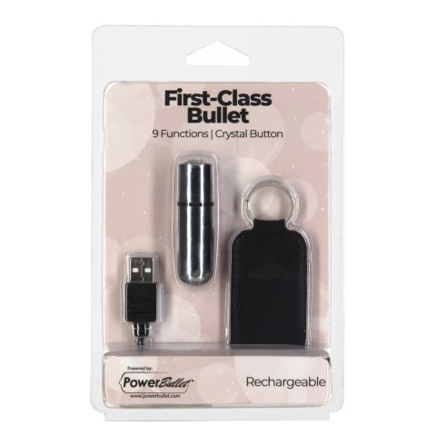 PowerBullet - Mini Wibrator 9 Funkcji Z Kryształem First Class Srebrny PowerBullet PowerBullet - Mini Wibrator 9 Funkcji Z Kryształem First Class Srebrny PowerBullet