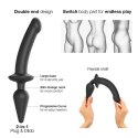 Strap-On-Me - Dwustronne Dildo Z Korkiem Analnym Czarne S Strap-On-Me