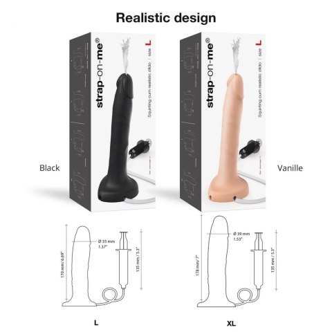 Strap-On-Me - Realistyczne Dildo Tryskające Spermą XL Czarny Strap-On-Me Strap-On-Me - Realistyczne Dildo Tryskające Spermą XL Czarny Strap-On-Me