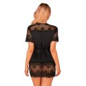 Obsessive - Seksowny Peniuar Koronkowy Maderris Czarny XL/2XL Obsessive
