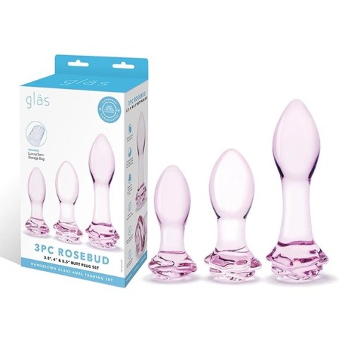 Glas - Zestaw Szklanych Zatyczek Analnych Rosebud 3 szt Glas Glas - Zestaw Szklanych Zatyczek Analnych Rosebud 3 szt Glas