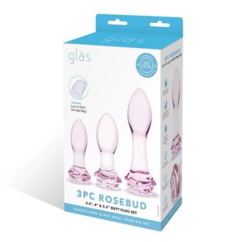 Glas - Zestaw Szklanych Zatyczek Analnych Rosebud 3 szt Glas Glas - Zestaw Szklanych Zatyczek Analnych Rosebud 3 szt Glas