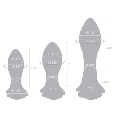 Glas - Zestaw Szklanych Zatyczek Analnych Rosebud 3 szt Glas Glas - Zestaw Szklanych Zatyczek Analnych Rosebud 3 szt Glas