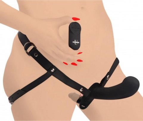 Podwójne dildo z uprzężą i pilotem zdalnego sterowania XR Brands XR Brands Podwójne dildo z uprzężą i pilotem zdalnego sterowania XR Brands XR Brands