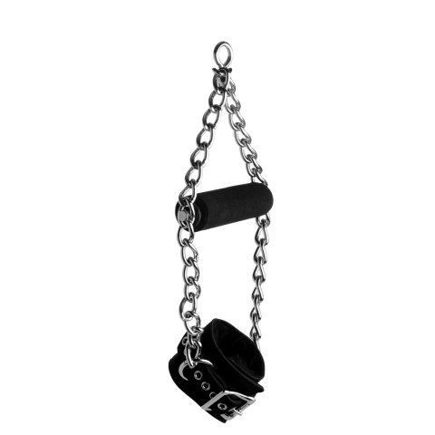 XR Brands - Podszyte futrem mankiety z nubukowej skóry z uchwytem XR Brands XR Brands - Podszyte futrem mankiety z nubukowej skóry z uchwytem XR Brands