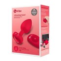 Zdalnie sterowany plug analny - B-Vibe Vibrating Heart Plug M/L Red B-Vibe
