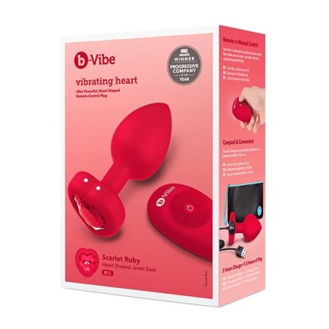 Zdalnie sterowany plug analny - B-Vibe Vibrating Heart Plug M/L Red B-Vibe Zdalnie sterowany plug analny - B-Vibe Vibrating Heart Plug M/L Red B-Vibe