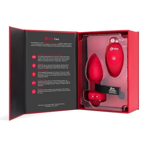 Zdalnie sterowany plug analny - B-Vibe Vibrating Heart Plug M/L Red B-Vibe Zdalnie sterowany plug analny - B-Vibe Vibrating Heart Plug M/L Red B-Vibe