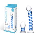 Szklane dildo i plug analny - Glas Double Penetration Set Glas