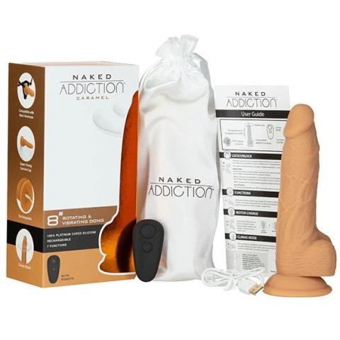 Wibrator - Naked Addiction Rotating & Vibrating Dong with Remote 20 cm Caramel Naked Addiction Wibrator - Naked Addiction Rotating & Vibrating Dong with Remote 20 cm Caramel Naked Addiction