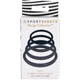Zestaw pierścieni - Sportsheets Navy O Ring 4 Pack Sportsheets