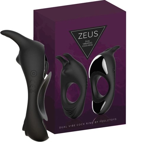 Pierścień wibrujący - FeelzToys Zeus Black FeelzToys Pierścień wibrujący - FeelzToys Zeus Black FeelzToys