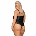 Body z otwartym krokiem - Obsessive Redella Crotchless Teddy Black XXL Obsessive