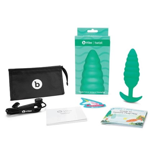 Plug analny wibrujący - B-Vibe Texture Plug Twist Green B-Vibe Plug analny wibrujący - B-Vibe Texture Plug Twist Green B-Vibe