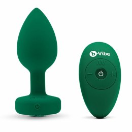 Zdalnie sterowany plug analny - B-Vibe Vibrating Jewel Plug M/L Emerald B-Vibe