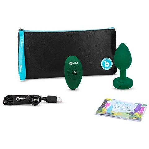 Zdalnie sterowany plug analny - B-Vibe Vibrating Jewel Plug M/L Emerald B-Vibe Zdalnie sterowany plug analny - B-Vibe Vibrating Jewel Plug M/L Emerald B-Vibe