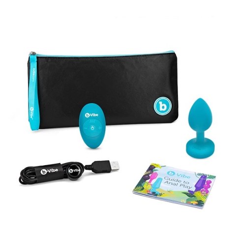 Zdalnie sterowany plug analny - B-Vibe Vibrating Jewel Plug S/M Aquamarine B-Vibe Zdalnie sterowany plug analny - B-Vibe Vibrating Jewel Plug S/M Aquamarine B-Vibe