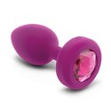 Zdalnie sterowany plug analny - B-Vibe Vibrating Jewel Plug S/M Pink Ruby B-Vibe