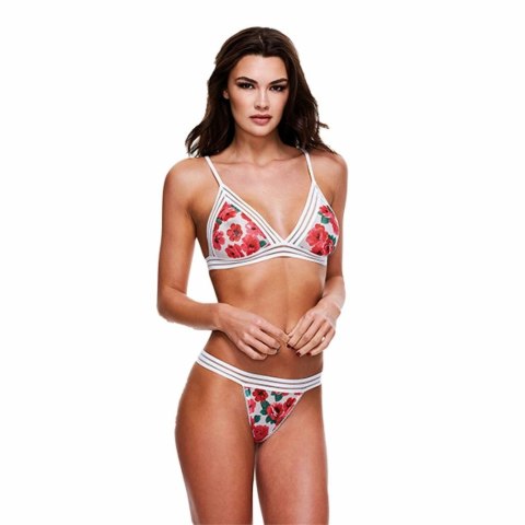 Komplet - Baci White Floral & Lace Bra Set with Open Back Panty M/L Baci