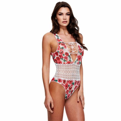 Body - Baci Floral Tie-Up Teddy White S/M Baci Body - Baci Floral Tie-Up Teddy White S/M Baci
