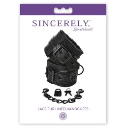 Kajdanki - Sportsheets Sincerely Lace Fur Lined Handcuffs Sportsheets