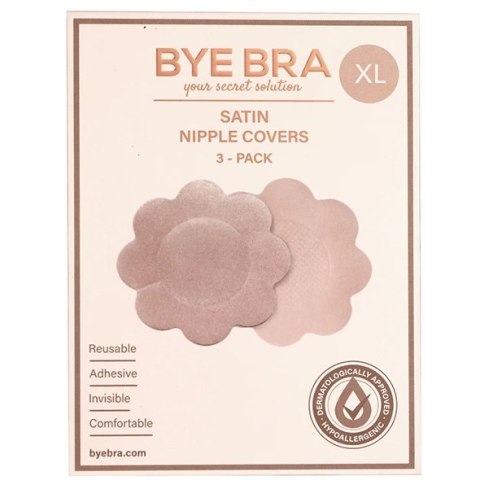 Osłonki materiałowe - Bye Bra Satin Nipple Covers XL Nude 3 pary Bye Bra Osłonki materiałowe - Bye Bra Satin Nipple Covers XL Nude 3 pary Bye Bra