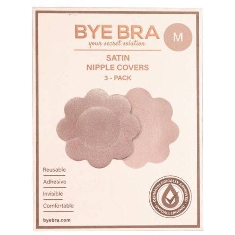 Osłonki materiałowe - Bye Bra Satin Nipple Covers M Nude 3 pary Bye Bra Osłonki materiałowe - Bye Bra Satin Nipple Covers M Nude 3 pary Bye Bra