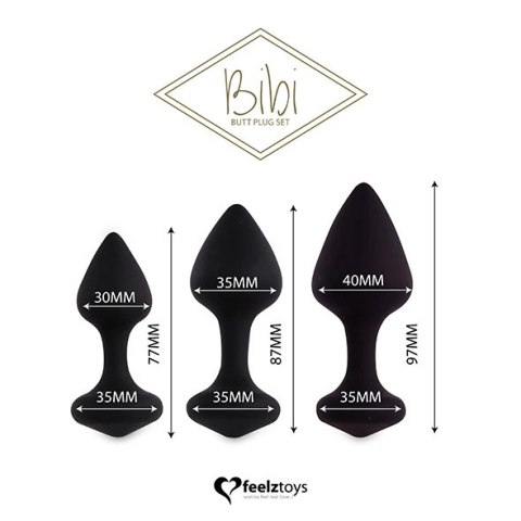 Zestaw plugów analnych - FeelzToys Bibi Black 3 szt FeelzToys Zestaw plugów analnych - FeelzToys Bibi Black 3 szt FeelzToys