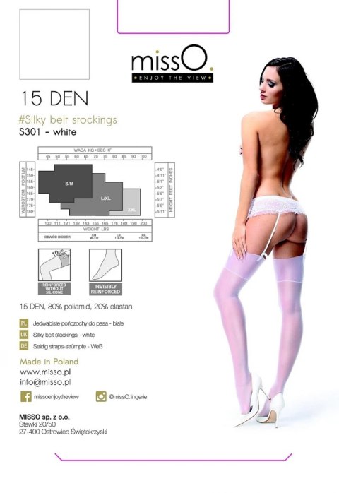 Pończochy do pasa - MissO S301 Białe L/XL MissO Pończochy do pasa - MissO S301 Białe L/XL MissO