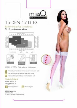 Pończochy samonośne w serduszka - MissO S112 Białe XXL MissO