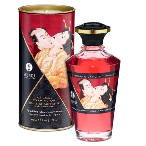 Rozgrzewający olejek do masażu - Shunga Aphrodisiac Warming Oil Sparkling Strawberry Wine 100 ml Shunga