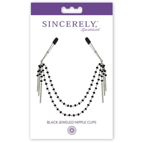 Zaciski na sutki - Sportsheets Sincerely Black Jeweled Nipple Clips Sportsheets Zaciski na sutki - Sportsheets Sincerely Black Jeweled Nipple Clips Sportsheets